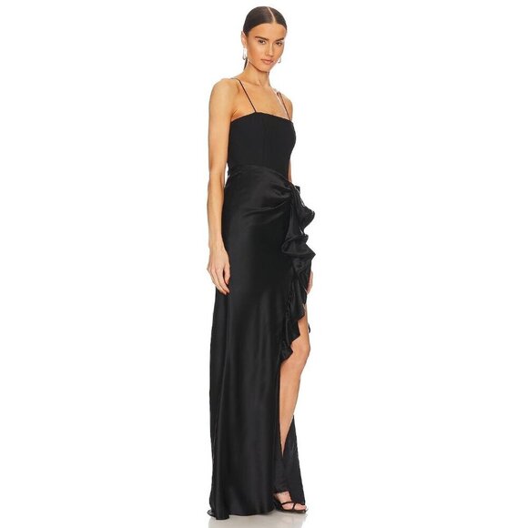 Cinq a Sept Drina Gown in Black 0 New Womens Long Maxi Satin Dress - Picture 4 of 17